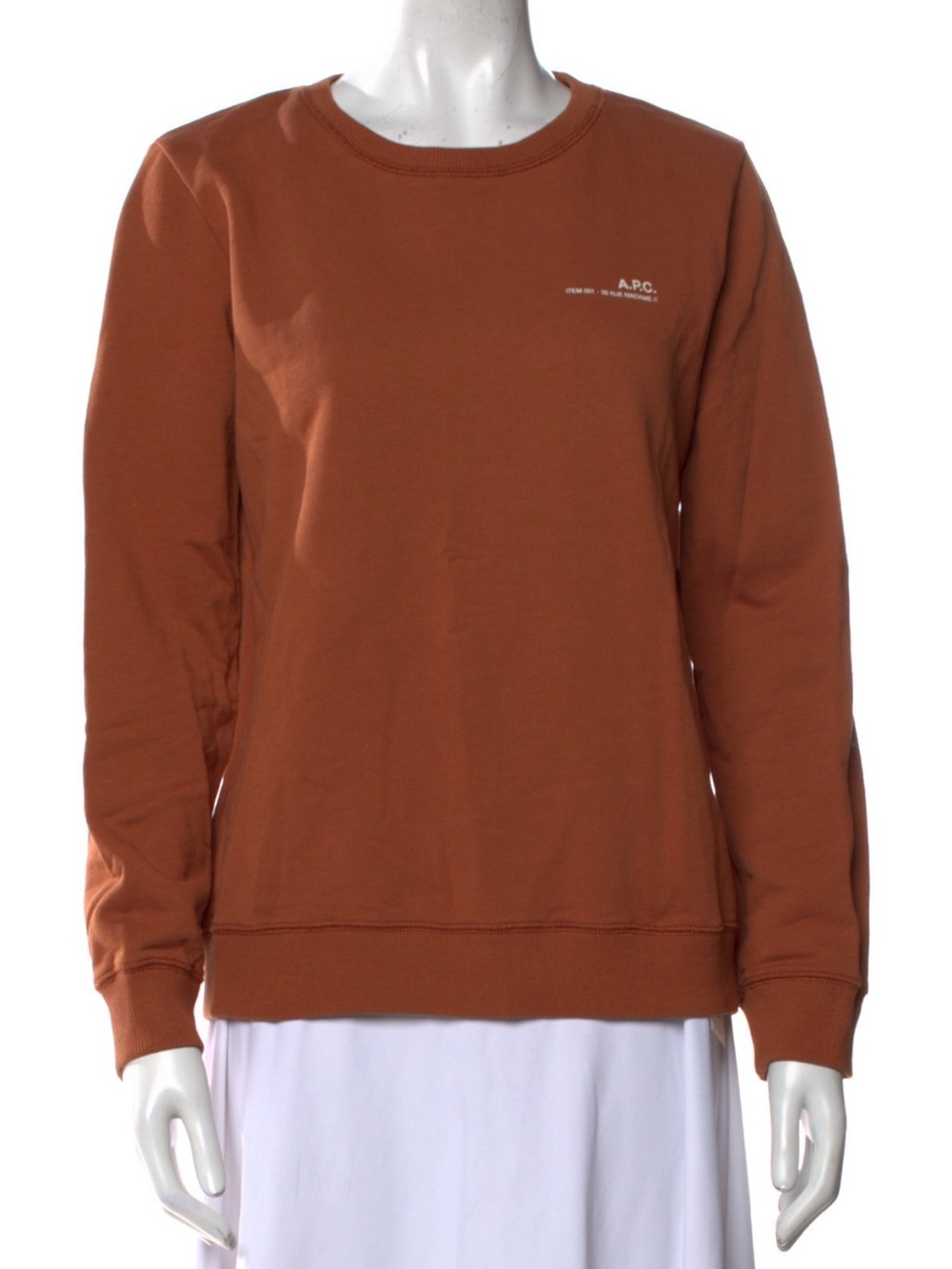 A.P.C. Rust Brown Standard Item Crewneck Sweatshirt, XL